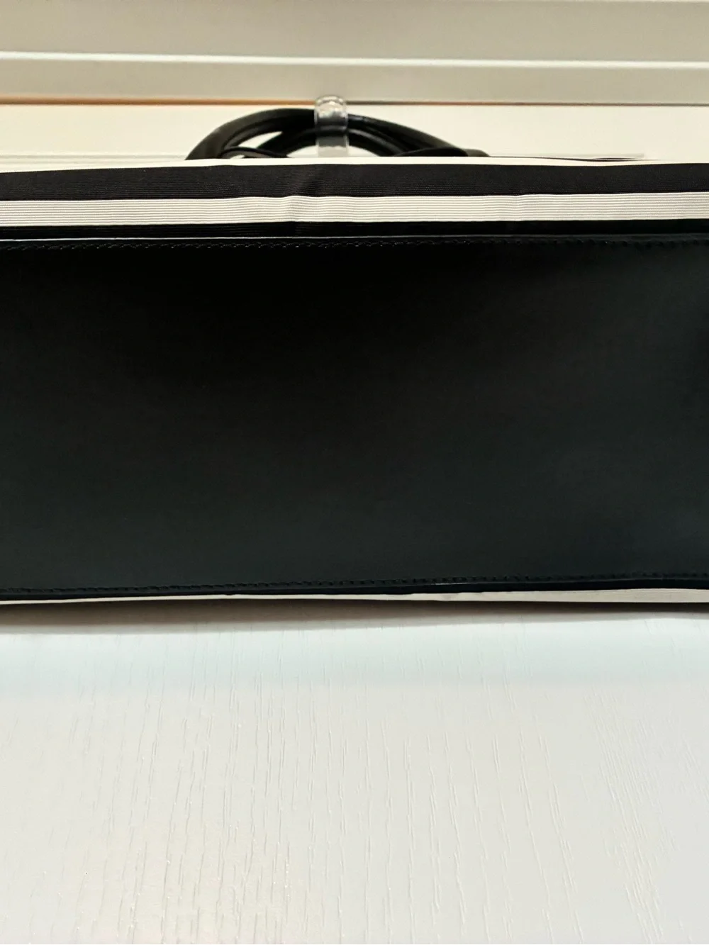 Kate Spade Montford Park Black & White Stripe Bag with Bow Accent